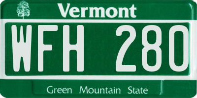 VT license plate WFH280