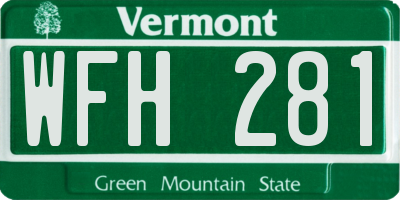VT license plate WFH281