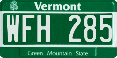 VT license plate WFH285