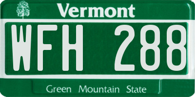 VT license plate WFH288