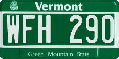 VT license plate WFH290