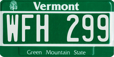 VT license plate WFH299