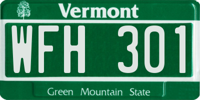 VT license plate WFH301