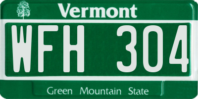 VT license plate WFH304