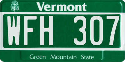 VT license plate WFH307