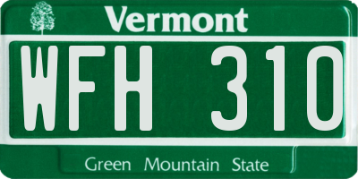 VT license plate WFH310