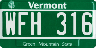 VT license plate WFH316