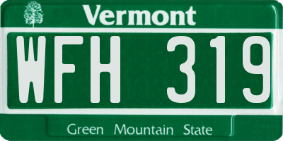 VT license plate WFH319