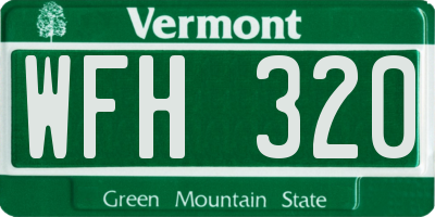 VT license plate WFH320