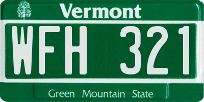 VT license plate WFH321