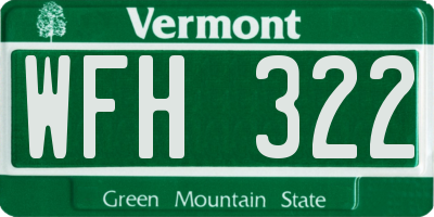 VT license plate WFH322