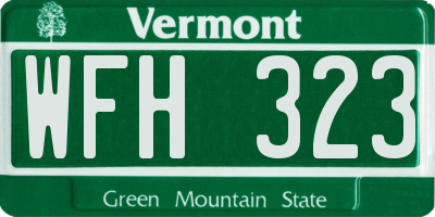 VT license plate WFH323