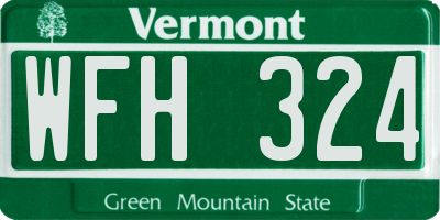 VT license plate WFH324