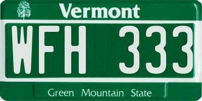 VT license plate WFH333