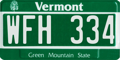 VT license plate WFH334