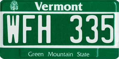VT license plate WFH335