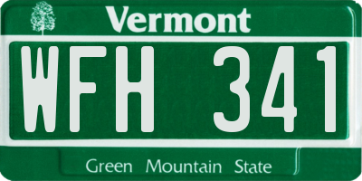 VT license plate WFH341
