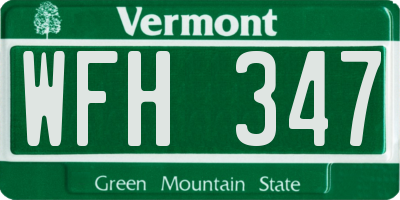 VT license plate WFH347