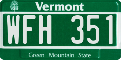 VT license plate WFH351
