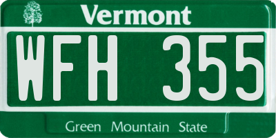 VT license plate WFH355