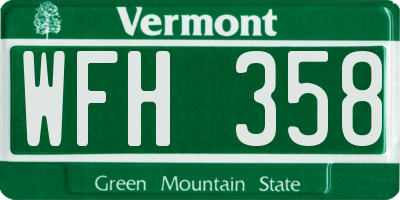 VT license plate WFH358