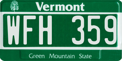 VT license plate WFH359