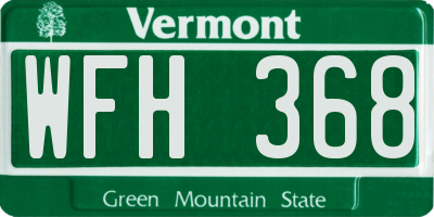VT license plate WFH368