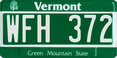 VT license plate WFH372