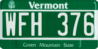 VT license plate WFH376