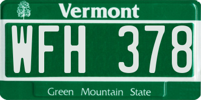 VT license plate WFH378