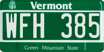VT license plate WFH385