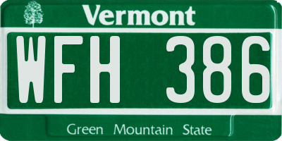 VT license plate WFH386