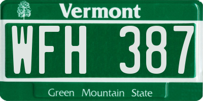 VT license plate WFH387