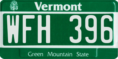 VT license plate WFH396