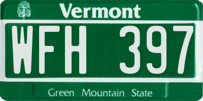 VT license plate WFH397