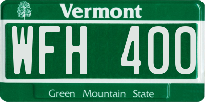 VT license plate WFH400