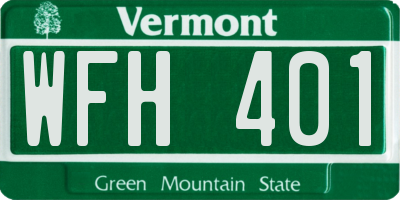 VT license plate WFH401