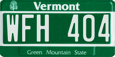 VT license plate WFH404