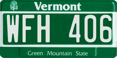 VT license plate WFH406