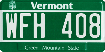 VT license plate WFH408