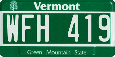 VT license plate WFH419