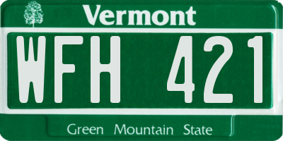 VT license plate WFH421