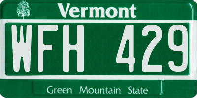 VT license plate WFH429