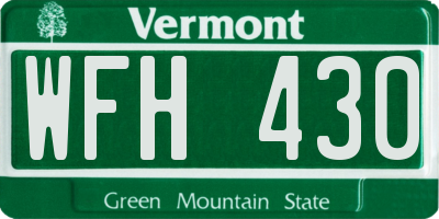 VT license plate WFH430