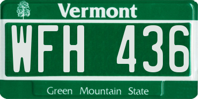 VT license plate WFH436