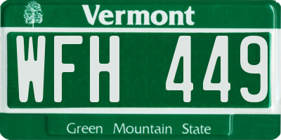 VT license plate WFH449