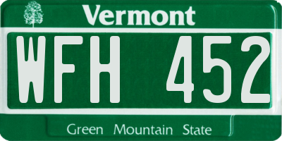 VT license plate WFH452