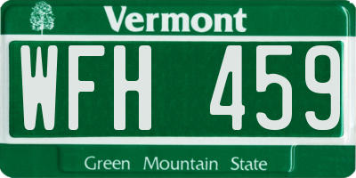 VT license plate WFH459