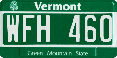 VT license plate WFH460
