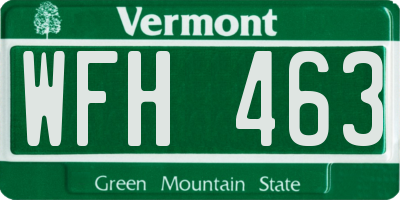 VT license plate WFH463